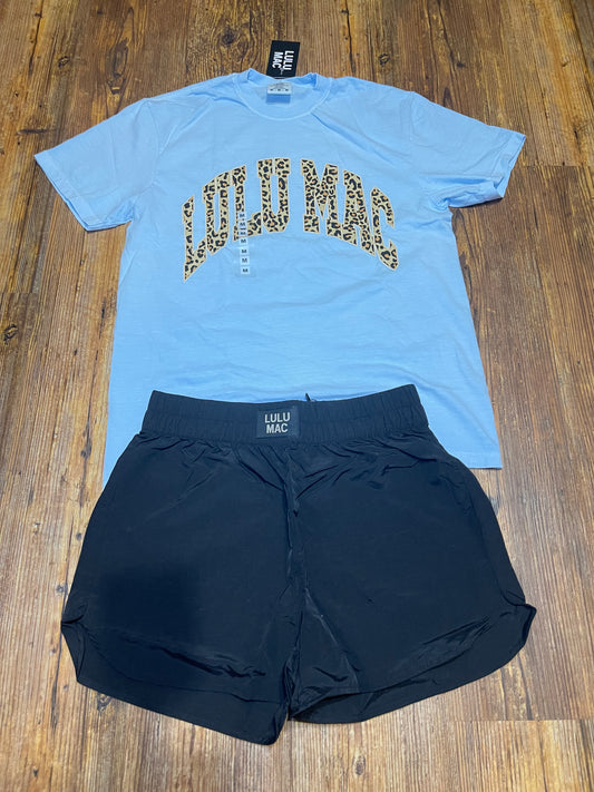 Lulu Mac light blue/leopard Comfort Color Tshirt