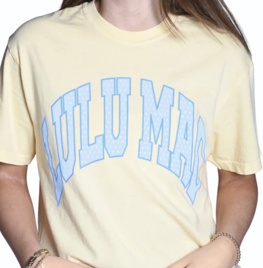 Lulu Mac Butter/Blue Polka Dot Adult T shirt