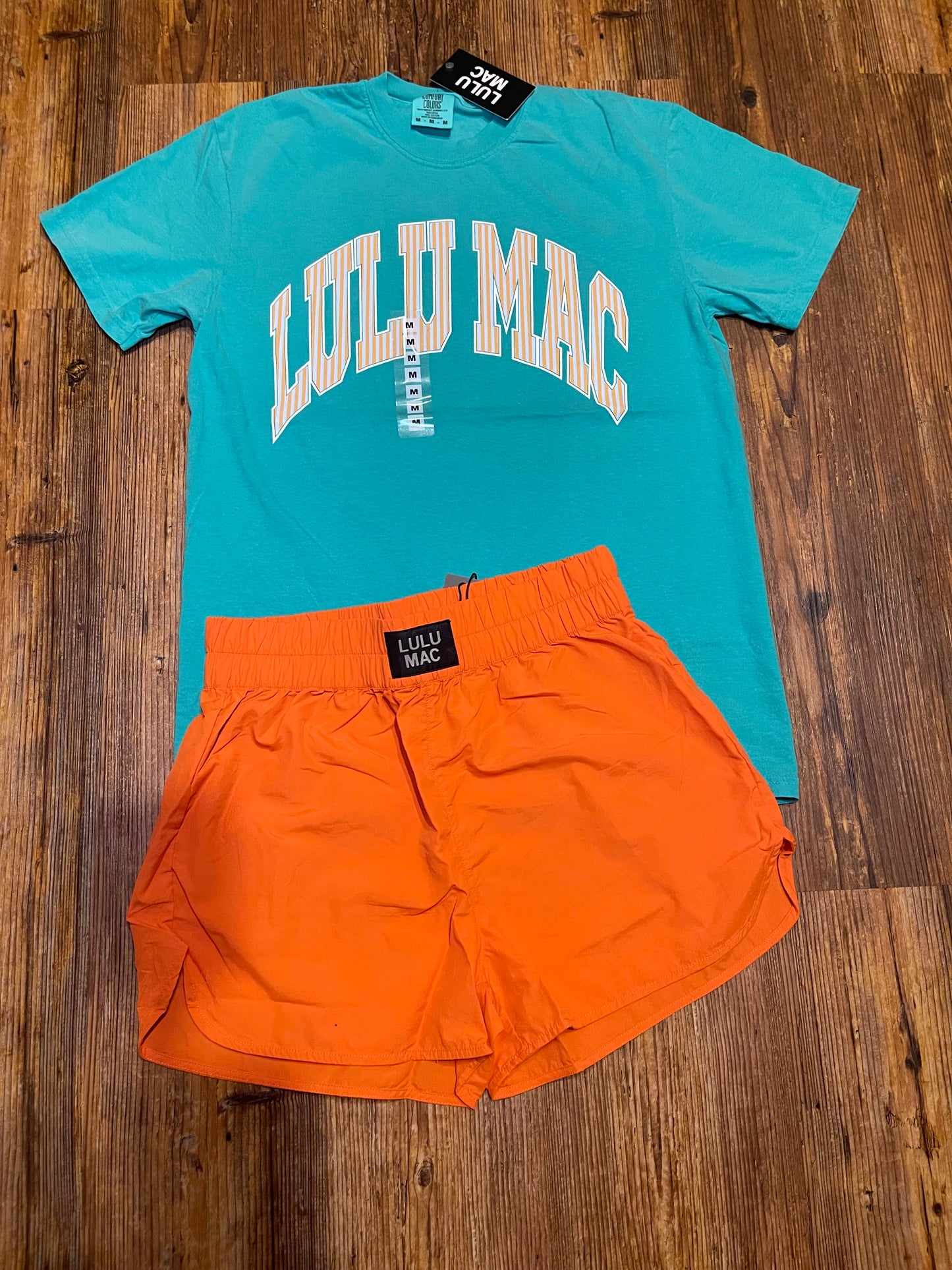 Lulu Mac Island Green Tshirt/cream sickle stripes