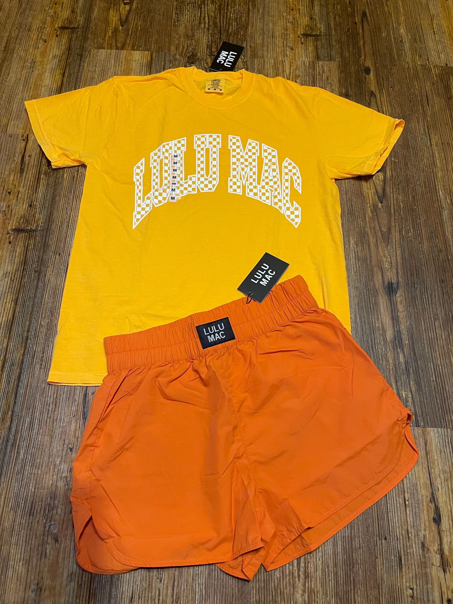 Lulu Mac Checkered Bright Orange Tshirt